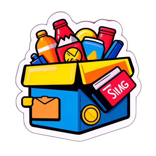 便利さを表現したサブスクリプションボックスのユニークなステッカー