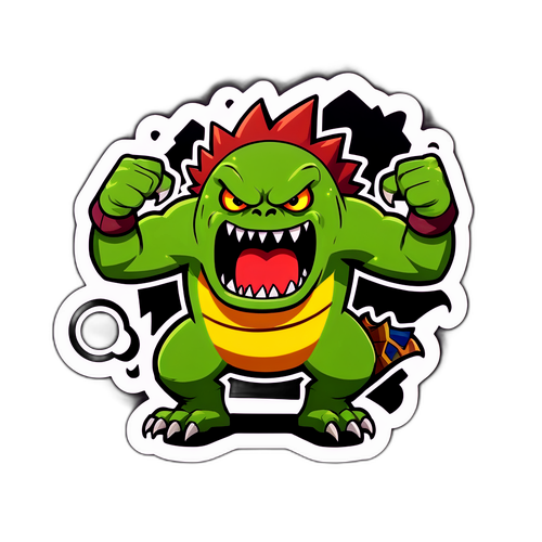 Nálepka naštvaného monstra připravujícího se na lov