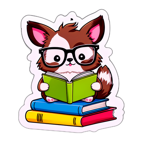 Милий наліпка з тваринами, що читають книгу