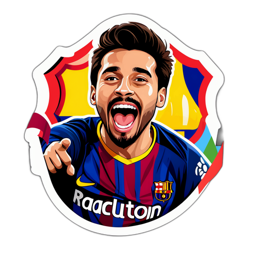 Výraz euforie po vítězství Barcelony