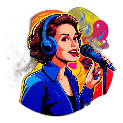 Lore Baudrit avec son microphone