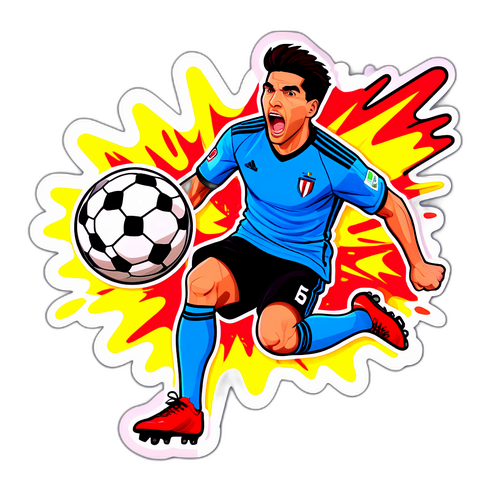 Divertido cartoon de Giovanni Simeone anotando un gol espectacular