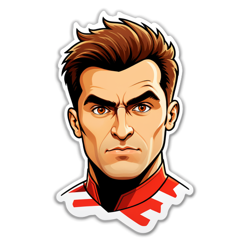 Sticker cu Bogdan Medvedi ca supererou sportiv