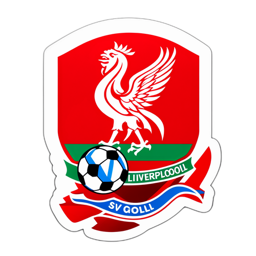 Liverpool FC-emblem och fotbollsspelare som gör mål