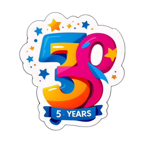 五周年庆祝贴纸