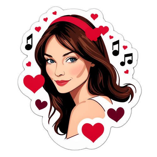 Romantisk klistremerke med hjerter og musikalske noter