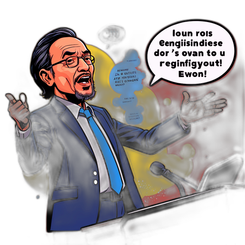 Sticker Komik Anwar di Podium