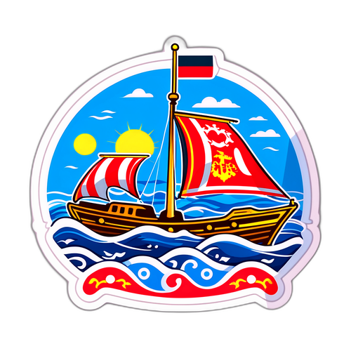 Яркая наклейка с элементами балтийской культуры