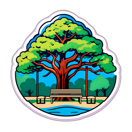 代々木公園の木とベンチを描いたデザイン