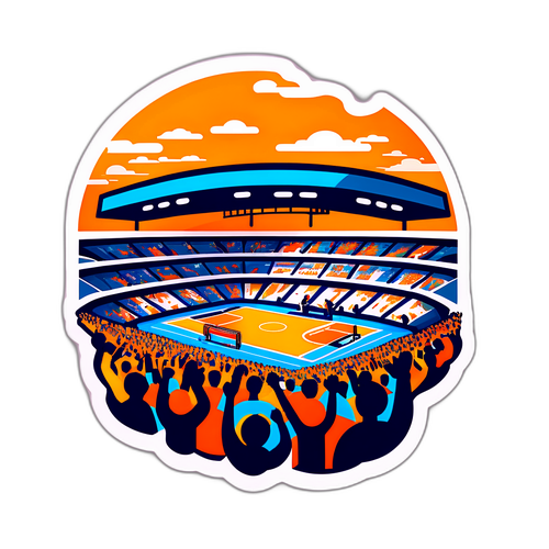 Ilustrare a unei arene sportive pline de fani