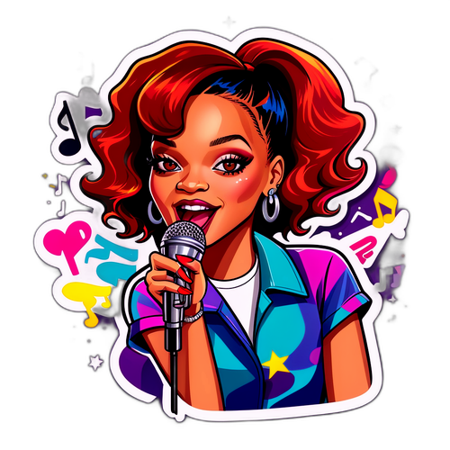 Vibrant Karrikatur av Rihanna som synger