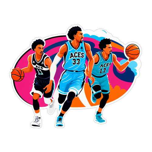 Huwag Palampasin ang Makulay na Aksiyon: Aces vs Sky Basketball Sticker na Puno ng Enerhiya!