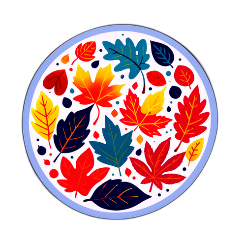 일본 가을 날씨를 대표하는 화려한 단풍 스티커 디자인