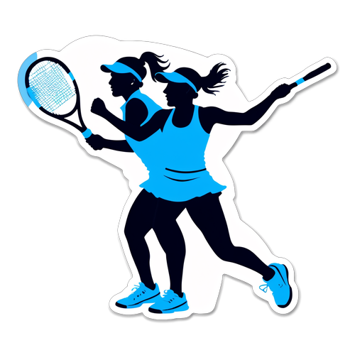 Unleash Your Passion for Tennis! Stunning Silhouette Sticker of Vekic & Paolini in Action!