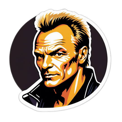 Ein künstlerischer Aufkleber von Sting, der verschiedene Musikstile kombiniert