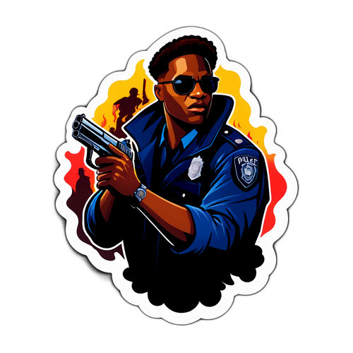 Un autocollant représentant Will Trent en action dans une atmosphère policière