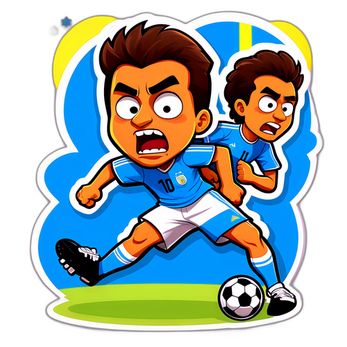 Pemain Sepak Bola Kartun Argentina vs Kolombia