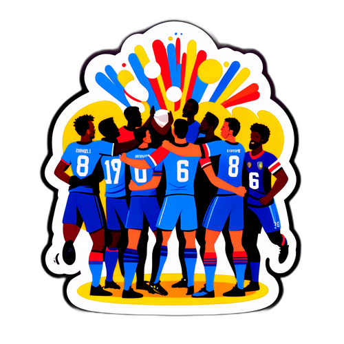 Stiker Motivasi Perayaan Kerjasama dalam Bola Sepak
