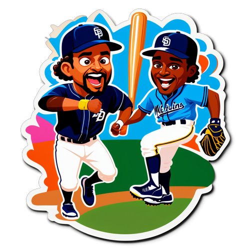 Energetic Marlins vs. Padres Baseball Showdown Sticker