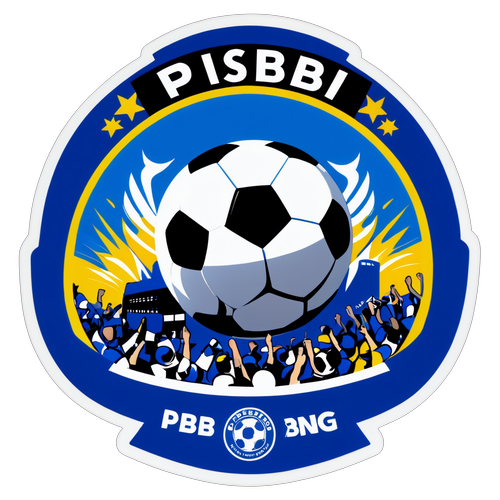 Logo Persib Bandung dengan Bola Sepak dan Latar Belakang Penonton