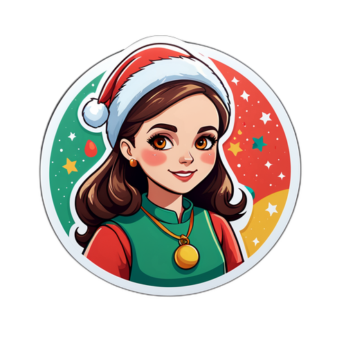 Sticker mit Lydia Prenner-Kasper und festlichem Hintergrund