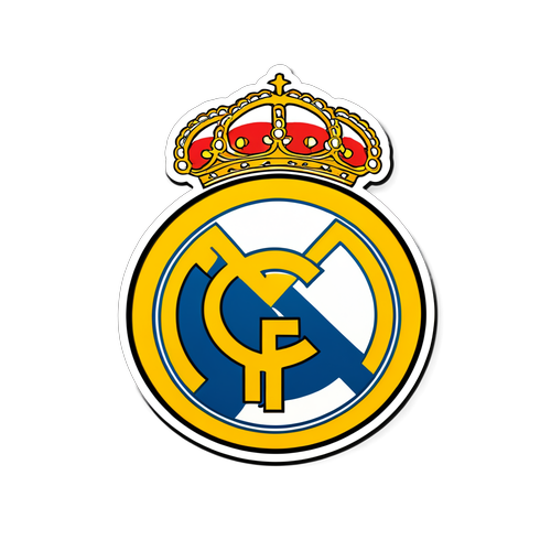 Um adesivo vibrante do logotipo do Real Madrid com elementos de Girona