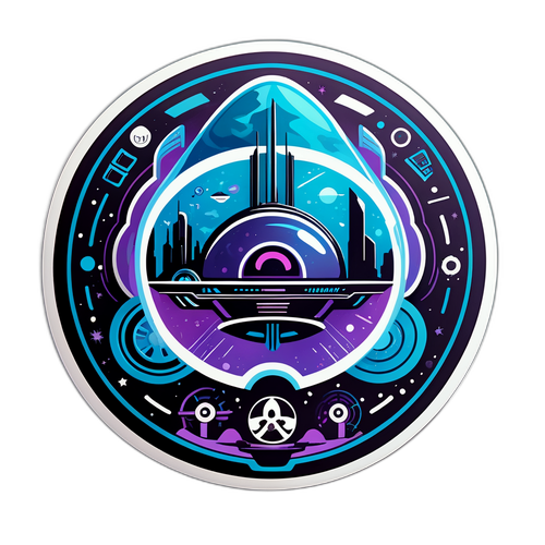 Adesivo Futurista com Elementos de Ficção Científica