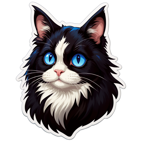 可爱的黑白长毛猫