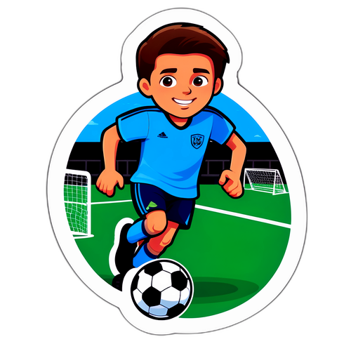 Spillende fotballspiller med ball