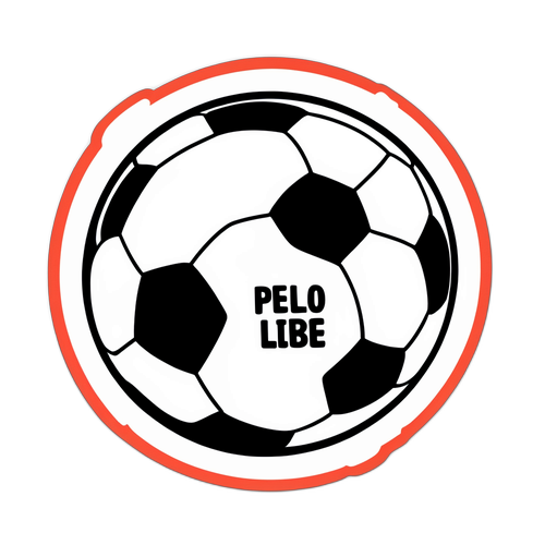 Silueta de balón de fútbol con texto animado sobre 'pelota libre tv'