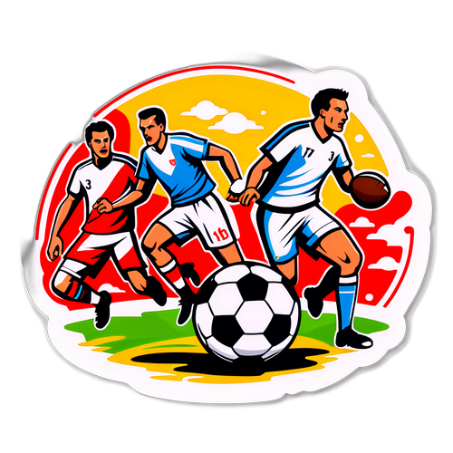 Dibujo de una escena emocionante de fútbol con influencias de la cultura polaca