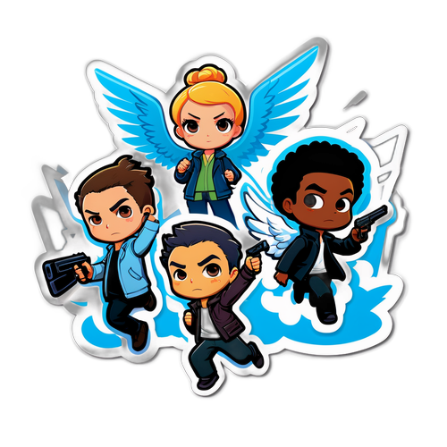 Návrh samolepek s hlavními postavami ze série Angel