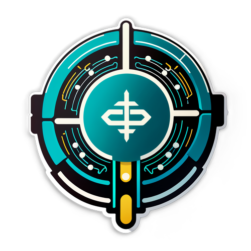 Logo Futuristico Tether con Circuiti e Simboli Digitali