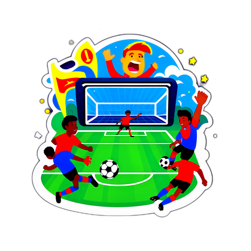 Дизайн живого телевізійного екрану з напруженим футбольним матчем