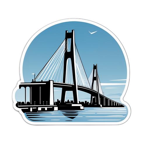 Minimalist Line Art of the Gordie Howe Bridge