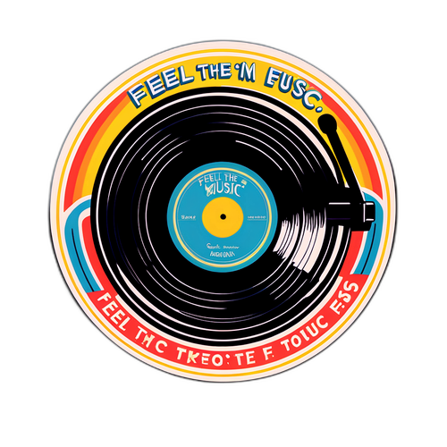 विनाइल रिकॉर्ड वाला रेट्रो स्टिकर
