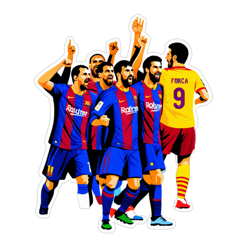 A Camp Nou mural-stil klistremerke med fans som heier