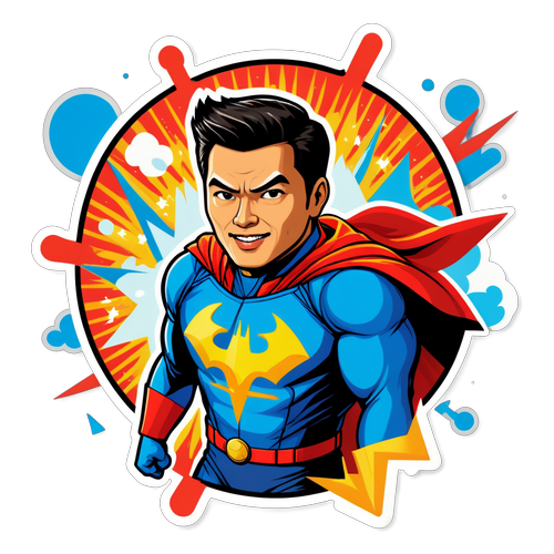 Desain Stiker Energetik Hasto Kristiyanto sebagai Superhero Politik