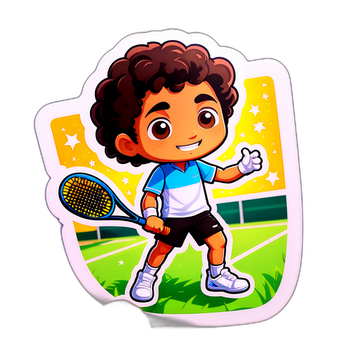 Sticker dễ thương của Carlos Alcaraz trên sân cỏ