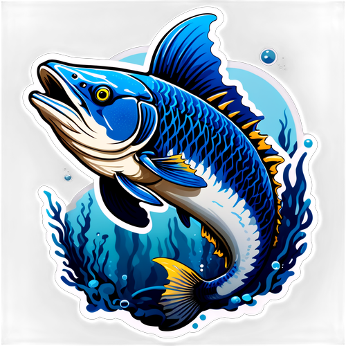 Stiker Coelacanth Berseni dengan Tema Laut