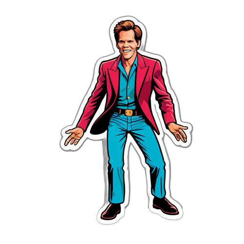 Retro Sticker van Dansende Kevin Bacon