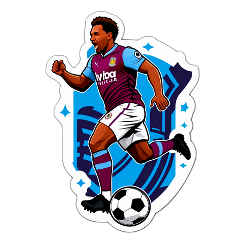 Klistermärke för Aston Villa med klubbemblem och fotbollsspelare