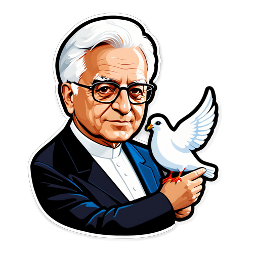 Sticker di Sergio Mattarella con una colomba della pace