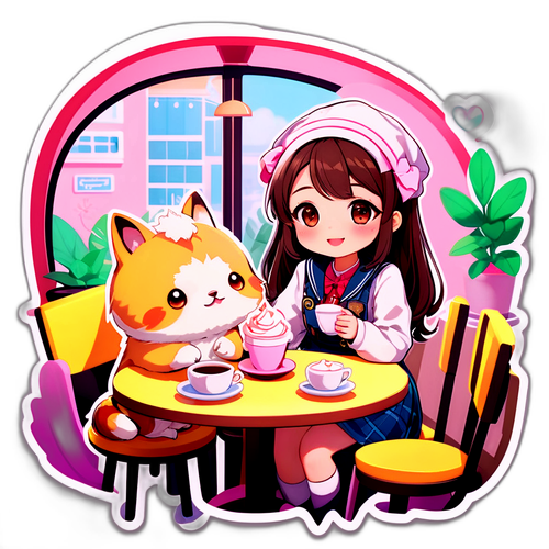 カフェで可愛いペットと一緒のVTuber