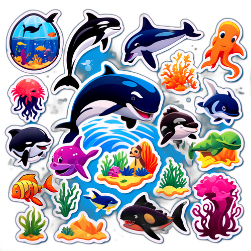 楽しい海のテーマのステッカー