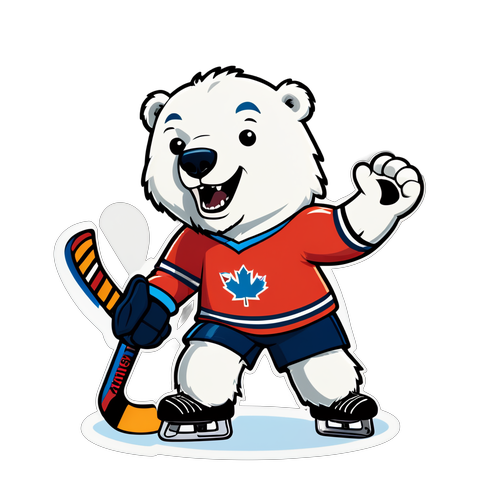 Isbjørn som spiller hockey