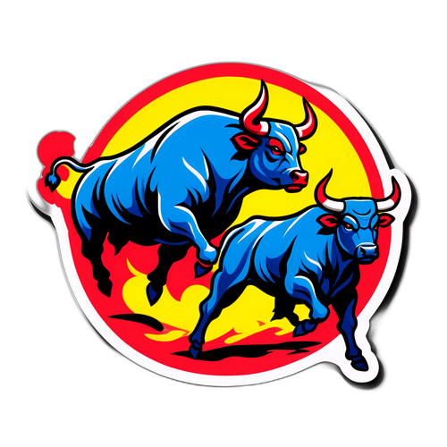 ブルズとウォリアーズの激しいプレイを描いたダイナミックなイラスト