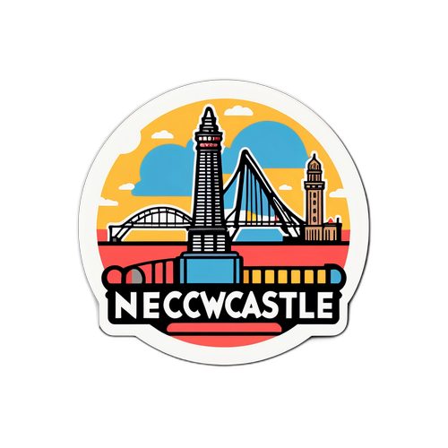 현대적인 느낌의 뉴카슬 아이코닉 랜드마크 스티커