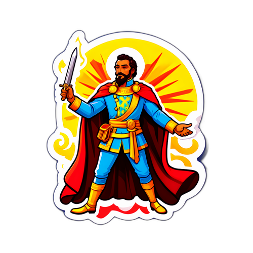 สติ๊กเกอร์ภาพประวัติศาสตร์ของซานโตสในท่าทางที่เป็นเอกลักษณ์