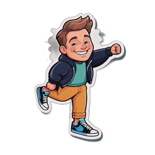 Sticker van Tristan Lopin in een komische pose